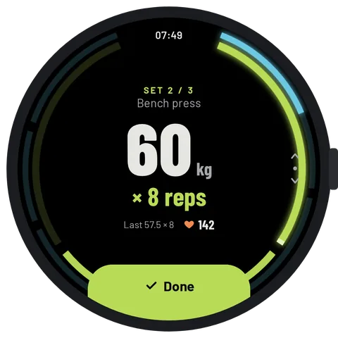 A client's watch during a set, sending each set to the trainer as they train.